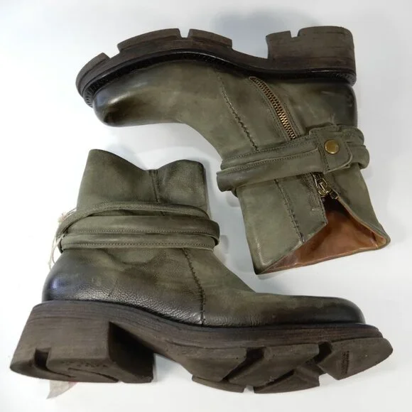 A.S.98 Linder Chunky Platform BOOTS Size 39 8.5 9 Green Leather NEW $399 - Picture 9 of 14